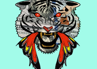 Angry tiger face t shirt design, Angry tiger vector, Tiger vector, Tiger Png, Angry tiger Png, Tiger face vector, Tiger face Png, Angry tiger Png, Funny tiger dollar vector, Dollar