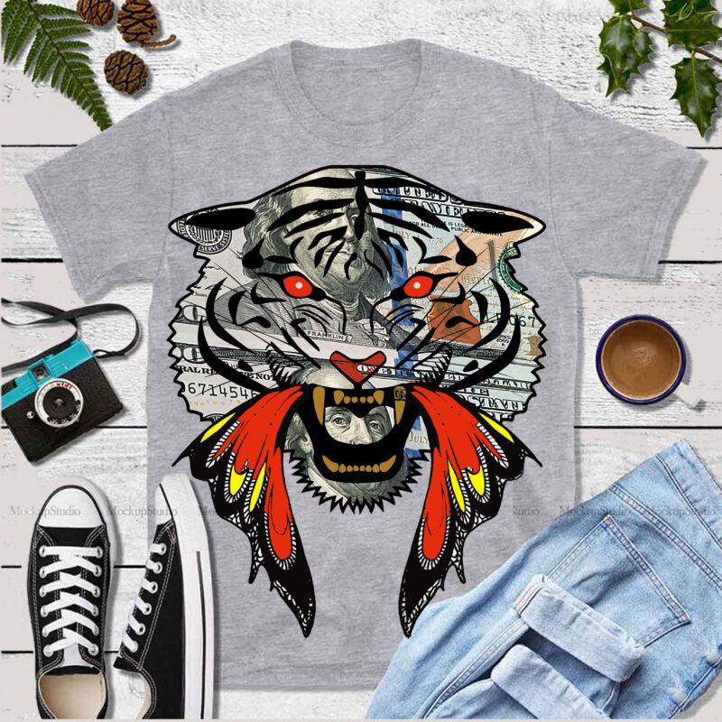 Angry tiger face t shirt design, Angry tiger vector, Tiger vector, Tiger Png, Angry tiger Png, Tiger face vector, Tiger face Png, Angry tiger Png, Funny tiger dollar vector, Dollar