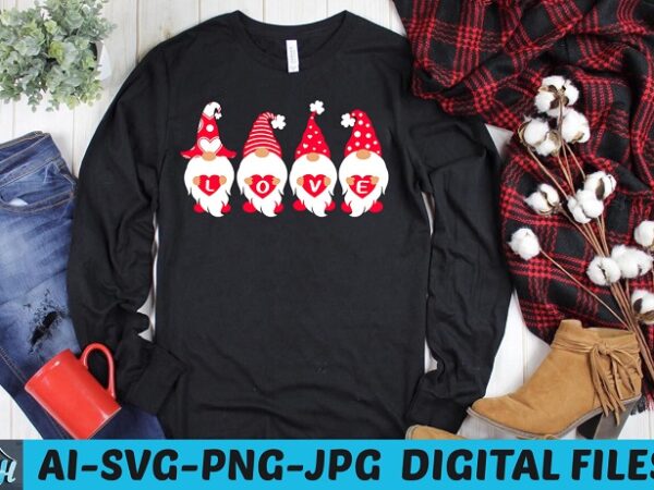 Valentine love t-shirt design, gnome love, valentines, heart love, happy valentines day, valentines vector, valentine’s day png