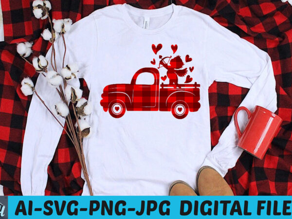 Valentines truck with cupid t-shirt design, valentines cupid, valentines, heart love, happy valentines day, valentines vector, valentine’s day png, valentines truck