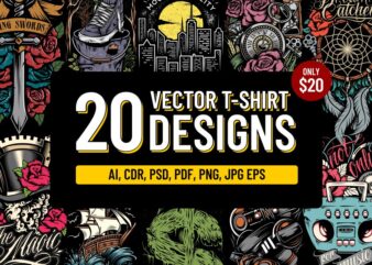 20 vector T-shirt Designs Bundle