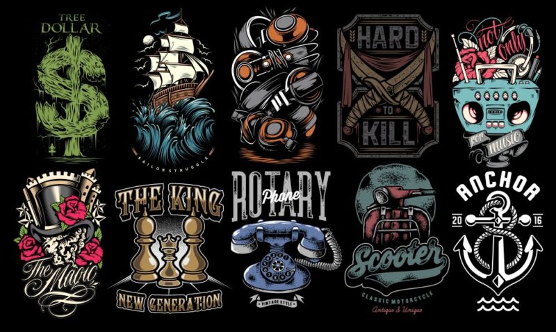 20 vector T-shirt Designs Bundle