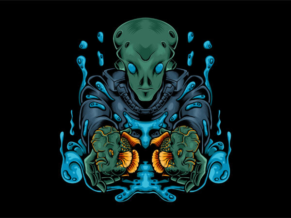 Alien flower horn fish t shirt vector
