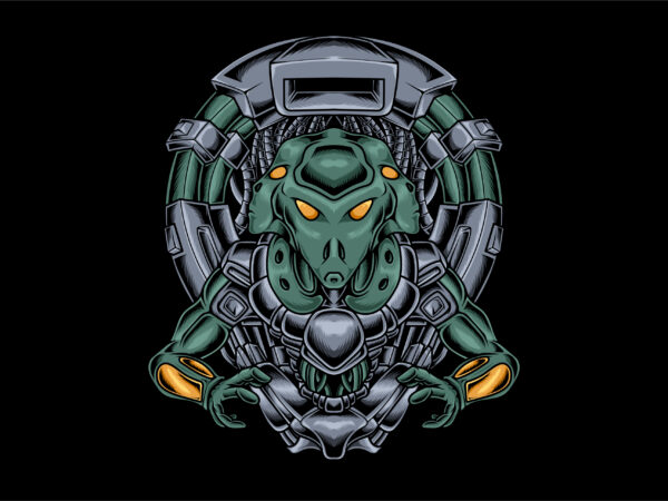 Alien three head cyberpunk t shirt vector