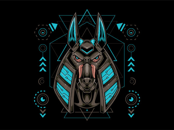 Anubis head mecha cyberpunk style t shirt vector