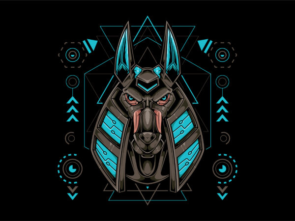 Anubis head mecha cyberpunk style t shirt vector