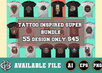 tattoo inspired super bundle t shirt designs for sale