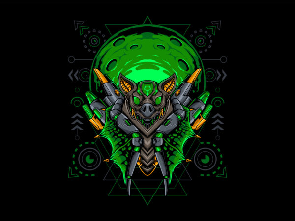Bat mecha cyberpunk style t shirt template