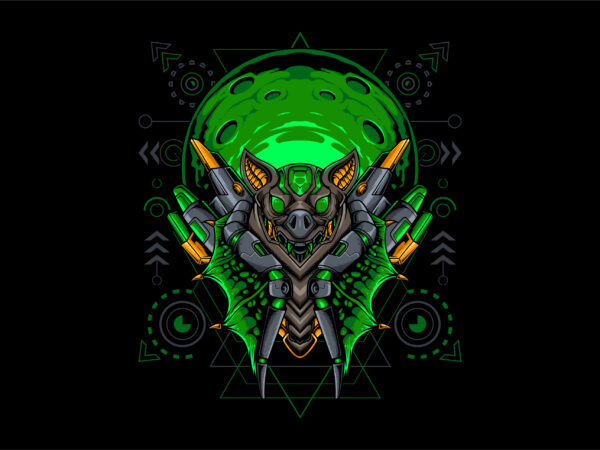 Bat mecha cyberpunk style t shirt template