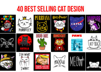 40 Best Selling Cat Design Bundle AI, EPS, SVG, PNG