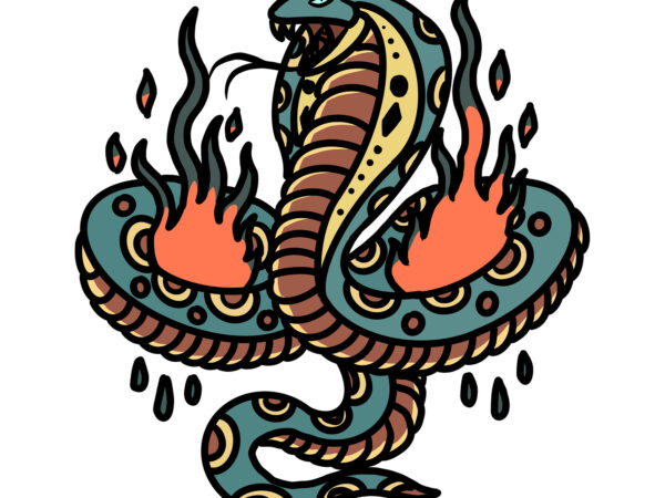 Burning cobra t-shirt design for sale