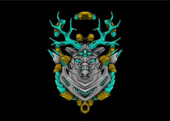 Deer mecha cyberpunk t shirt vector illustration
