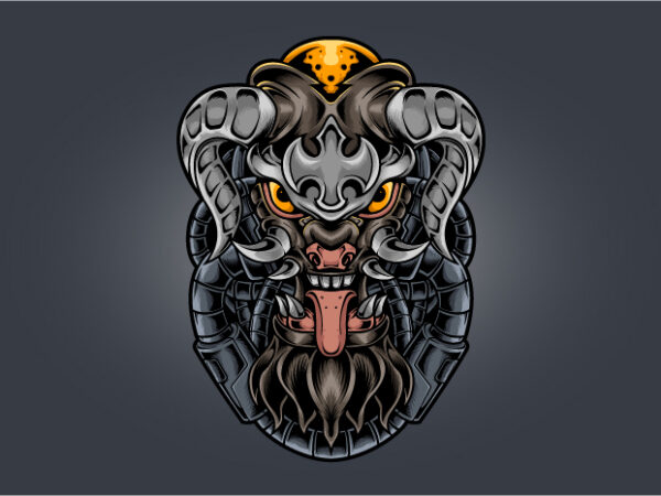 Devil fang horned cyberpunk t shirt vector illustration