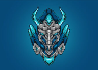 Dragon head robotic cyberpunk style t shirt vector illustration