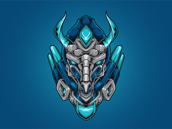 Dragon head robotic cyberpunk style t shirt vector illustration