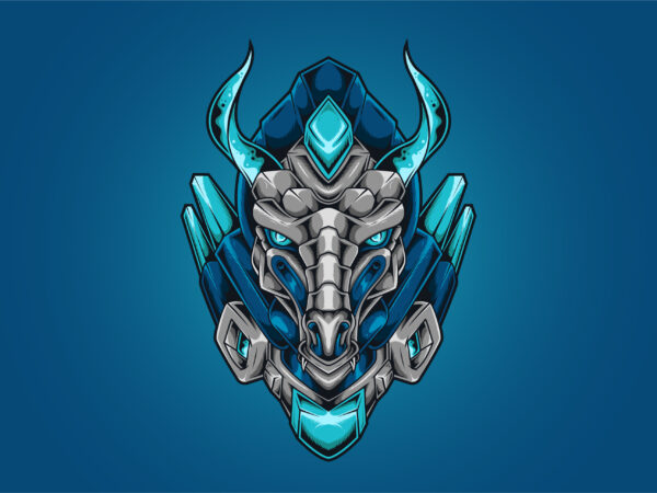 Dragon head robotic cyberpunk style t shirt vector illustration
