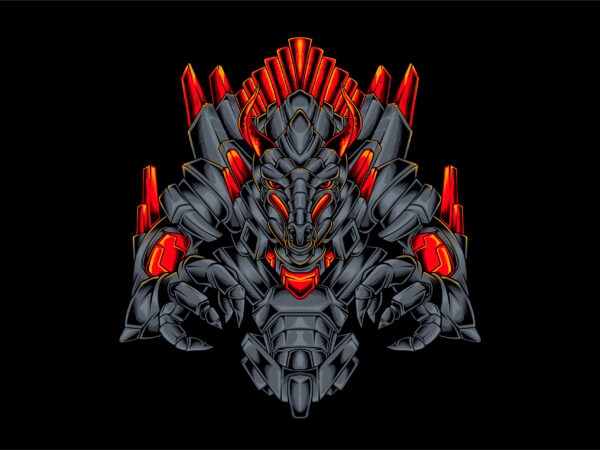 Dragon robotic monster t shirt vector illustration