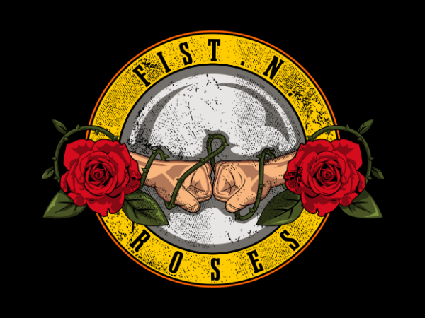 Fist and roses t shirt graphic design