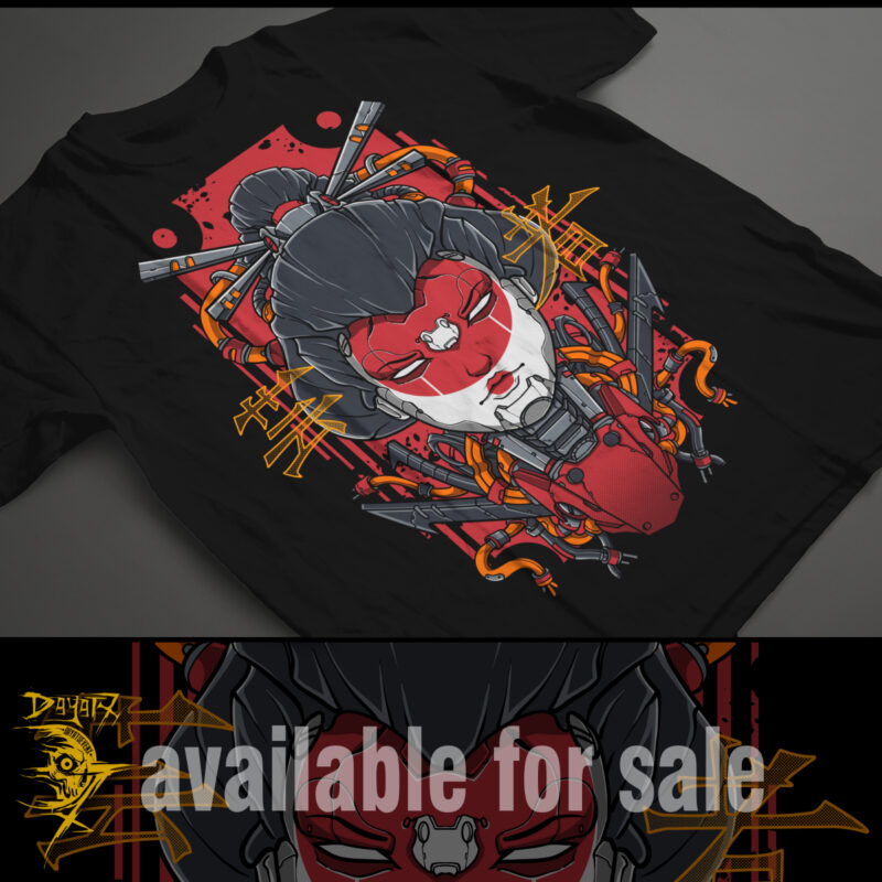 geisha cyberwar tshirt design