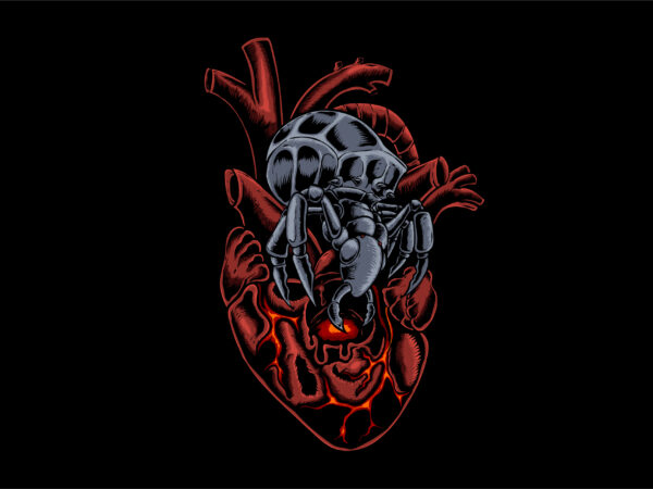 Insect in heart t shirt design for sale