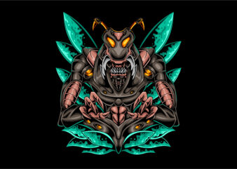Insect monster robotic cyberpunk style t shirt design for sale