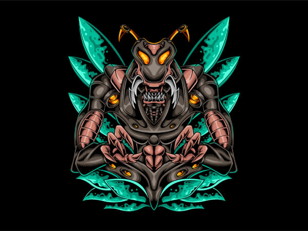 Insect monster robotic cyberpunk style t shirt design for sale