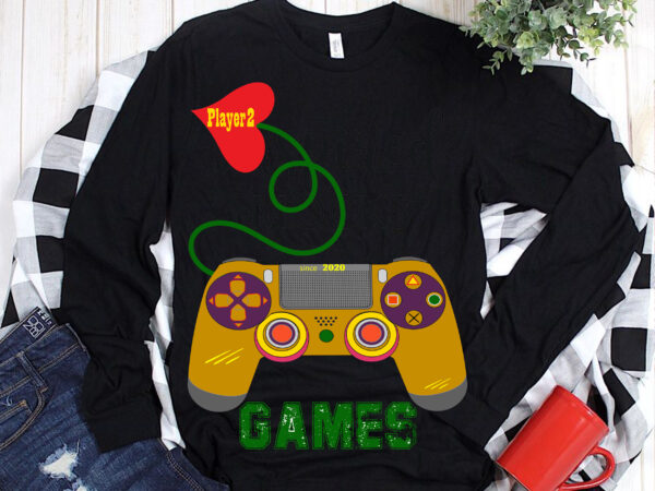 Games player 2 valentine t shirt design, valentine, games svg, games controller 2021 t shirt template vector, games controller svg, game logo, game svg, games vector, gaming svg