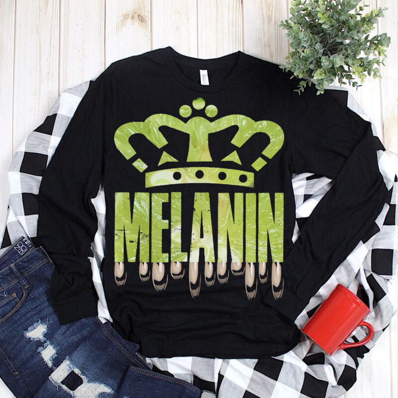 Melanin, Black woman vector, Black women PNG, Melanin queen with crown