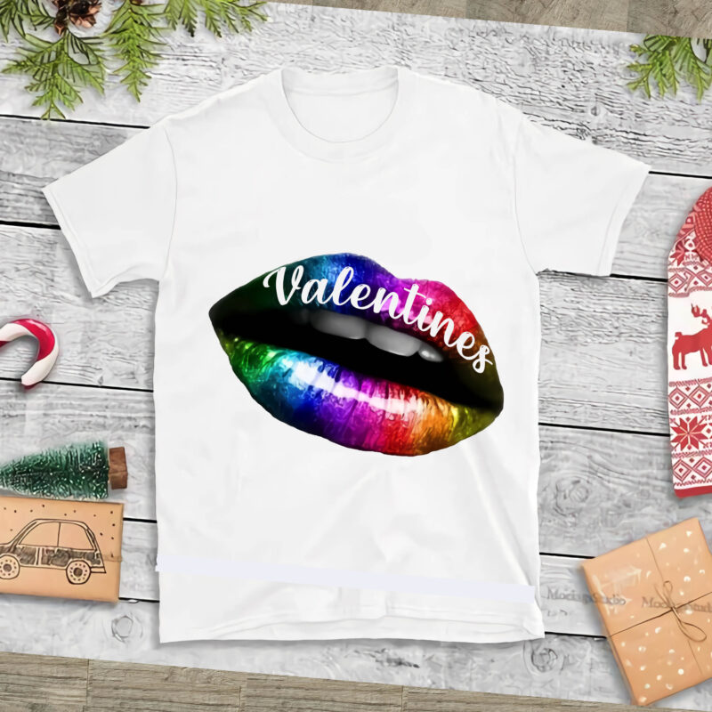 Rainbow lips valentines’ day Svg, Rainbow lips, Valentines Happy Valentine’s Day t shirt design