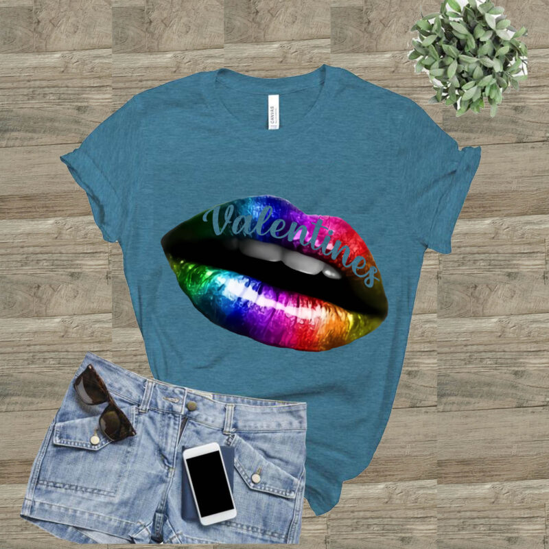 Rainbow lips valentines’ day Svg, Rainbow lips, Valentines Happy Valentine’s Day t shirt design