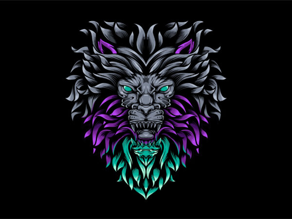 Lion head t shirt vector graphic
