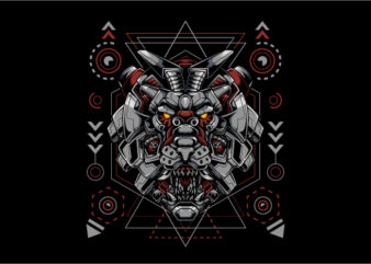 Lion head robotic cyberpunk style t shirt vector graphic