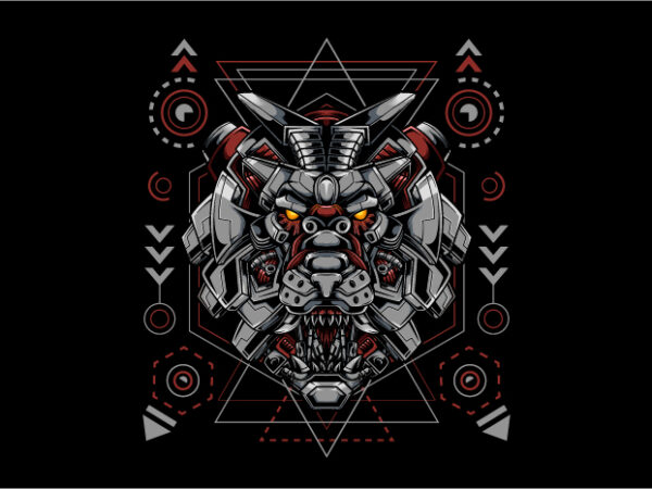 Lion head robotic cyberpunk style t shirt vector graphic