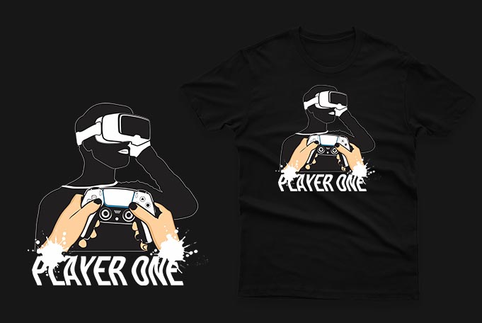 Gaming gamer t-shirt design vector bundle 100% Vector Ai, Eps, Svg, Png for commercial use