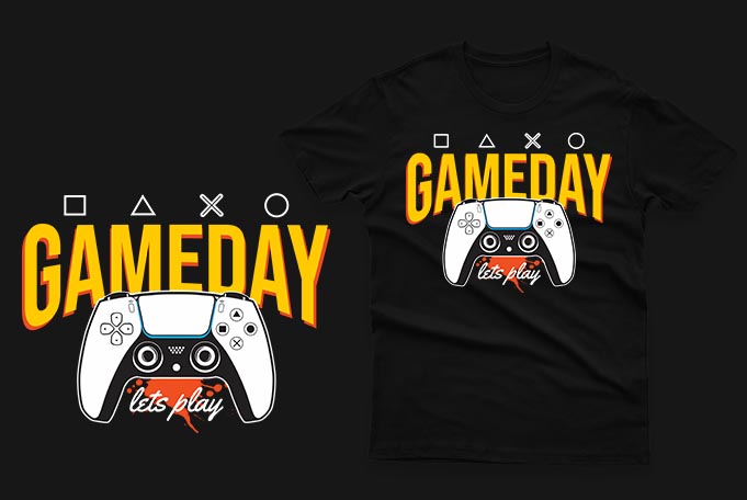 Gaming gamer t-shirt design vector bundle 100% Vector Ai, Eps, Svg, Png for commercial use