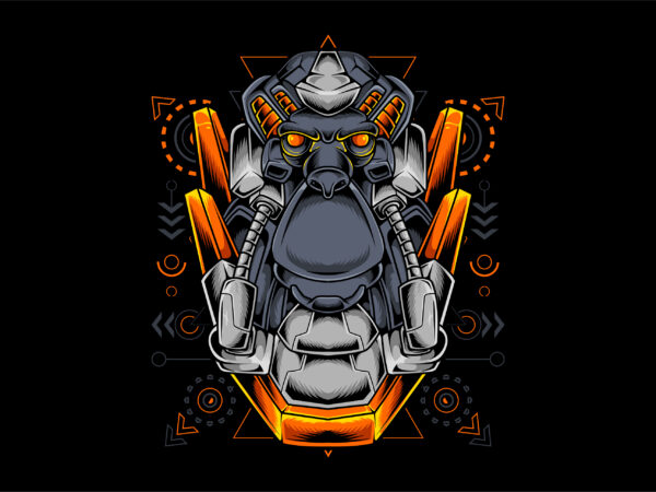 Monkey head mecha robotic style t shirt designs for sale
