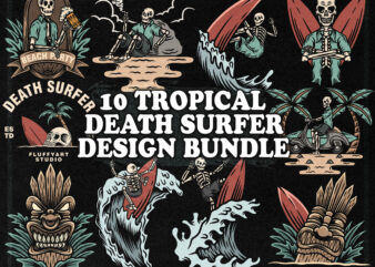 10 TROPICAL DEATH SURFER DESIGN BUNDLE