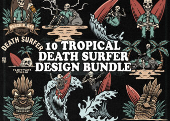 10 tropical death surfer design bundle