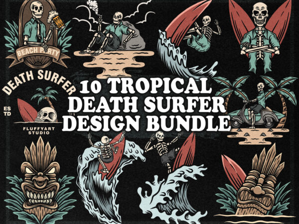 10 tropical death surfer design bundle