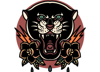 panther and roses