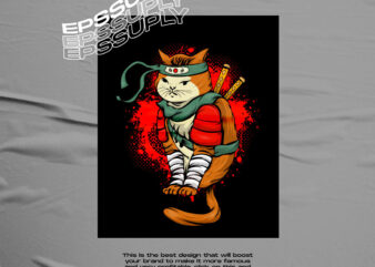 JAPANESE NINJA CAT Tshirt design