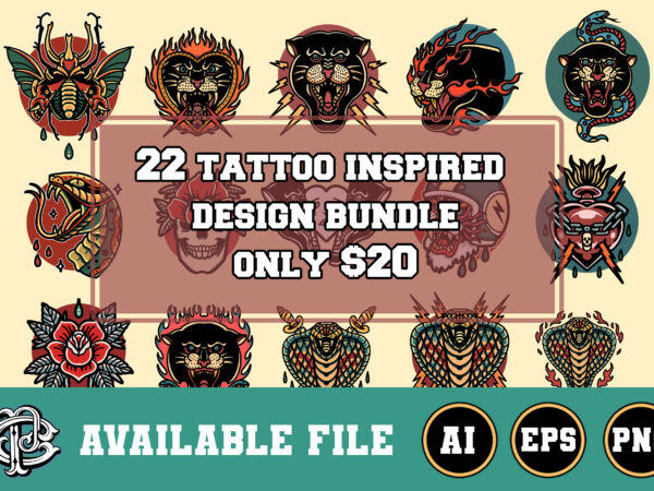 22 tattoo inspired design bundle t-shirt design
