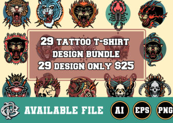 29 tattoo t-shirt design bundle