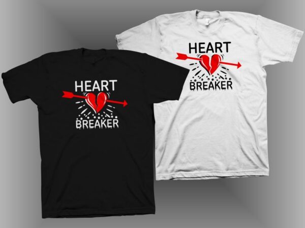 Heartbreaker t shirt design, love t shirt, broken heart t shirt design, cool t shirt design for sale