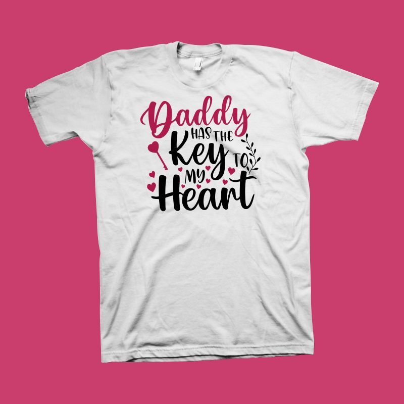 Father's Day T shirt design, Daddy Has The Key To My Heart t shirt design, hand drawn lettering text, daddy t shirt design, cute phrase for Father's Day, love t