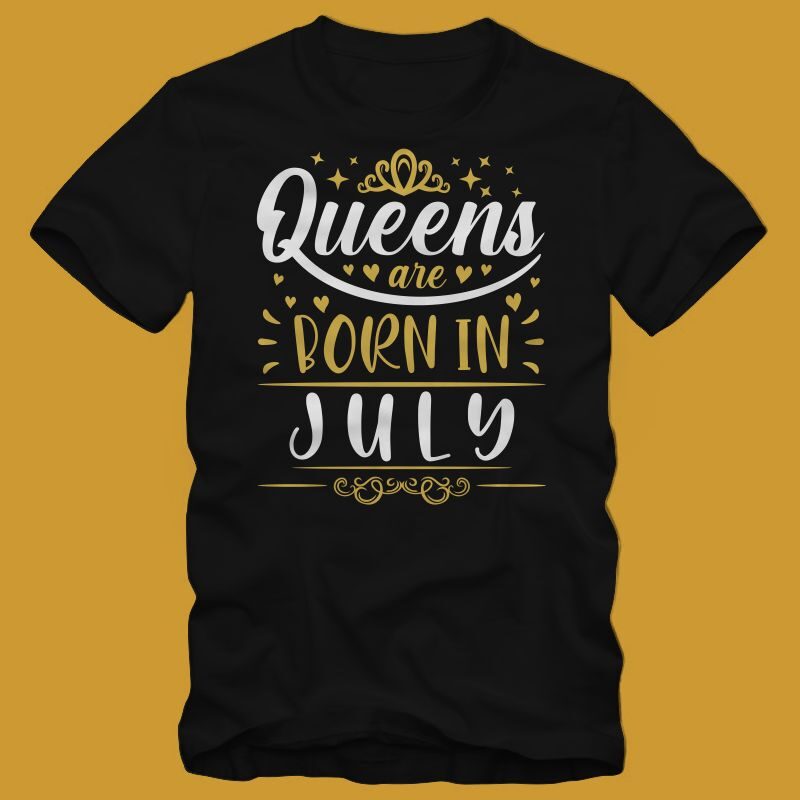 12 Birthday month t shirt design – Queens are born in (January, february, march, april, may, june, july, august, september, october, november, december) t shirt design for commercial use