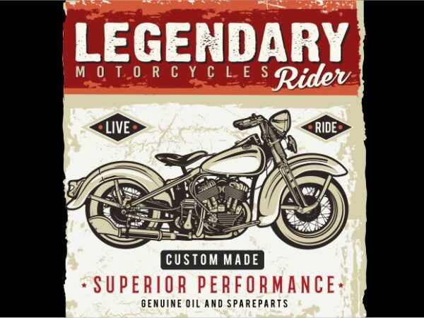 Legendary rider t shirt vector graphic