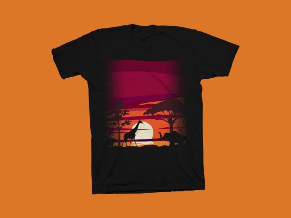 Sunset in african vector illustration, african t shirt svg, african t shirt print png, african wild t shirt design for commercial use Sunset in african vector illustration, african t shirt svg, african t shirt print png, african wild t shirt design for commercial use