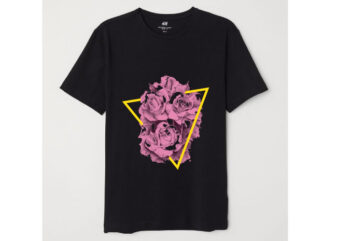 Flowers and Geometric t shirt graphic design