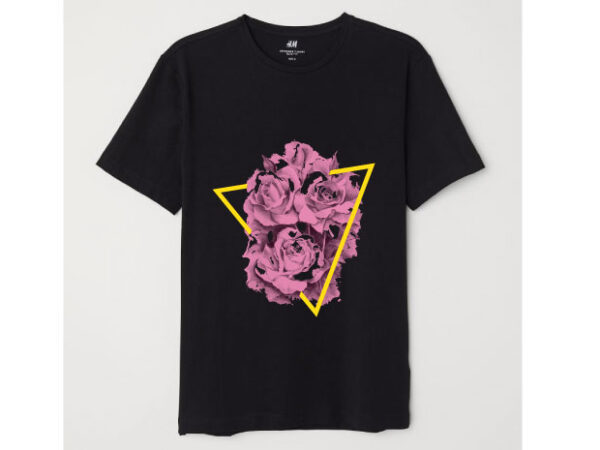 Flowers and geometric t shirt graphic design